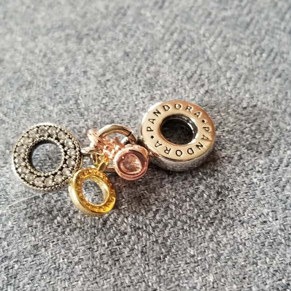Pandora Triple Monogram & Logo CZ Dangle Ch - Picture 2 of 10